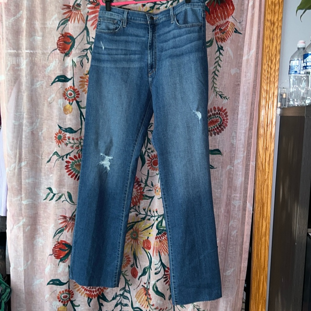 Hi rise wide leg full length denim